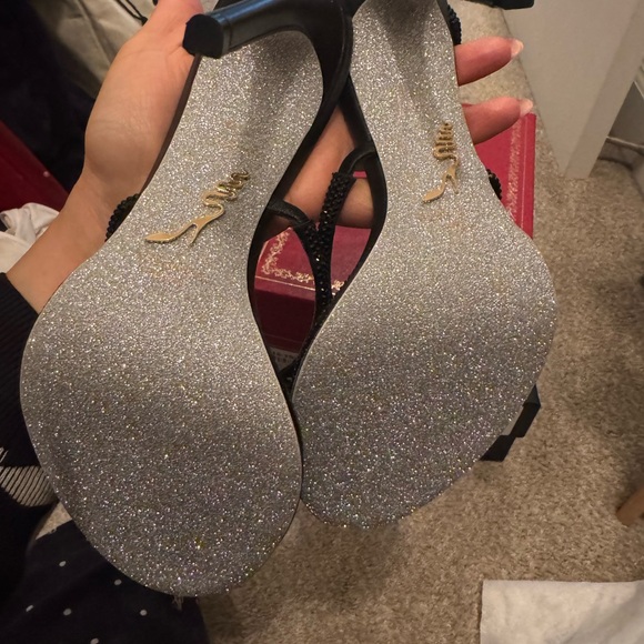 Rene Caovilla Black Strappy Heels - Picture 2 of 3